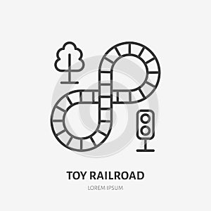 Toy railroad line icon, railroad flat logo. Developing play vector illustration. Sign for kids shop