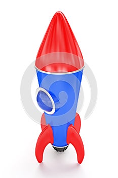 Toy red and blue space rocket