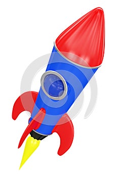 Toy red and blue space rocket
