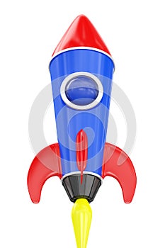 Toy red and blue space rocket