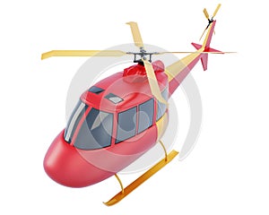 Toy red helicopter isolated on white background. 3d render