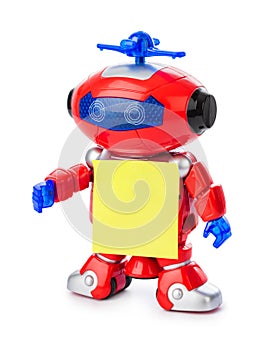 Toy robot with blank paper