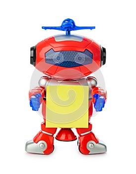 Toy robot with blank paper