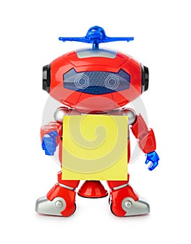 Toy robot with blank paper