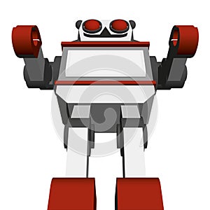 Toy robot isolated on white background. 3D. Front view. Vector illustration