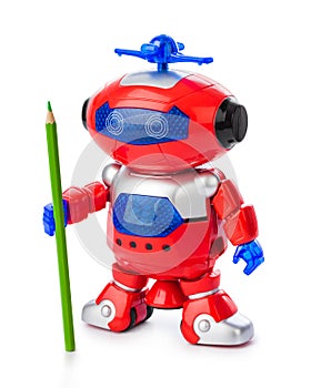 Toy robot with pencil