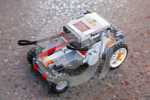 Toy robot from plastic blocks car