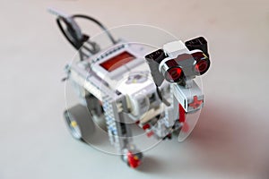 Toy robot from plastic blocks dog