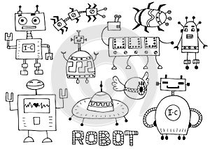 Toy robot set - retro robots collection vector