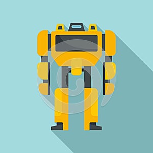 Toy robot transformer icon, flat style