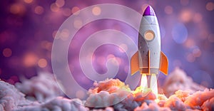 Toy Rocket Launching Into Sky