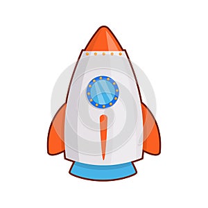 Toy rocket on white background