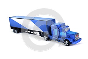 Toy semi truck isolated on white background