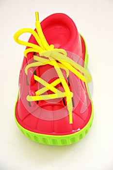 Toy shoes for the development of fine motor skills in children.Early education, development.