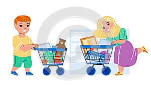 Toy Shop Children Clients Making Purchase Vector