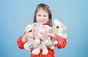 Toy shop. childrens day. Best friend. hugging a teddy bear. little girl playing game in playroom. happy childhood