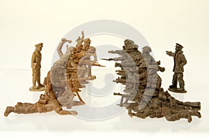 Toy soldiers battle focus in center