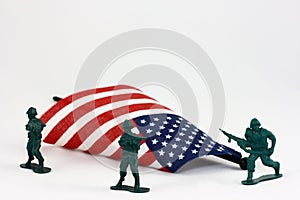 Toy Soldiers Protecting American Flag