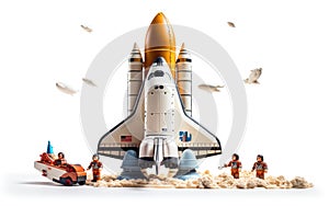 Toy Space Shuttle with Boosters and Astronauts -Generative Ai