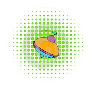 Toy spinning top icon, comics style