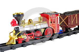 Toy Steam Train and freight wagon