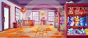 Toy store with shelf cartoon vector illustration