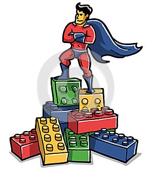 Toy superhero bricks damaged