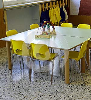 Toy on the table in the daycare center