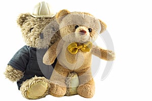 Toy teddy bear on isolated background.