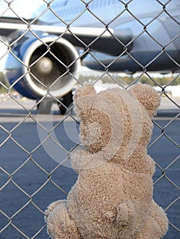 The Toy Teddy Bear meets plane at the airport