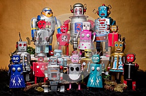 Toy Tin Robot Gathering 01