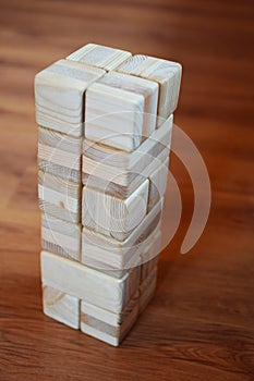 Toy tower stack from wooden bricks