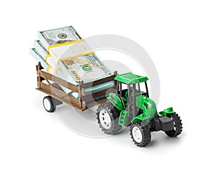 Toy tractor with money