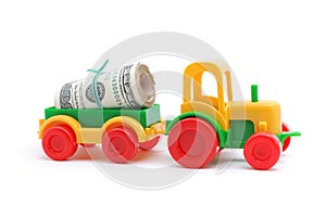 The toy tractor transortation money