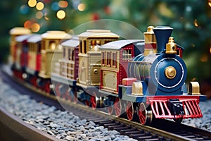 toy train carrying miniature holiday gifts