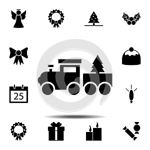Toy train icon. Simple glyph vector element of Christmas, New Year and holidays icons set for UI and UX, website or mobile