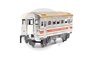 Toy train isolated on white background, battery powered train