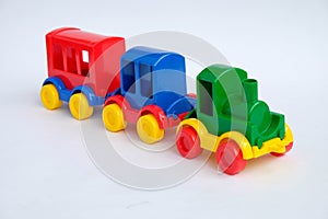 Toy train isolated on the white background