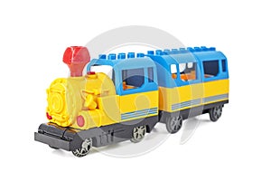 Toy train isolated on the white background. Colorful toy train isolated on white background