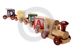 Toy train and learning blocks