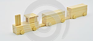 Train made with wooden blocks photo