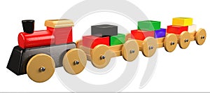 Toy train on white