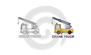 Toy Transport crane truck to be colored, Coloring book to educate kids