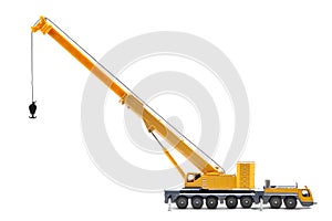 Toy truck crane isolated over white backgroung