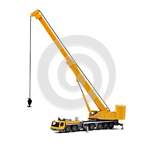 Toy truck crane isolated over white backgroung