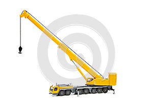 Toy truck crane isolated over white backgroung