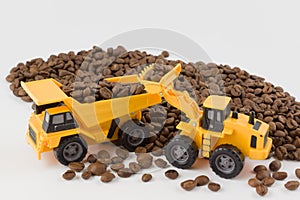 Toy vehicles work with coffee beans