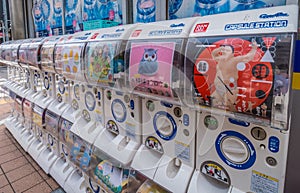 Toy vendor machines in the streets of Tokyo - TOKYO, JAPAN - JUNE 12, 2018