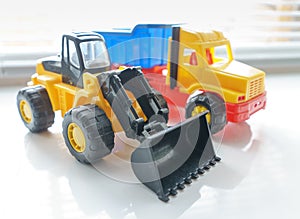 Toy Wheel Loader and Toy Dump Truck