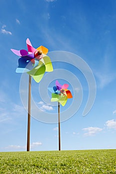 Toy windmill concept of green energy wind farm